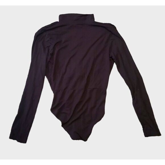 FOREVER 21 Bodysuit Large Stretchy Black W/ Peek A Boo Chest - Picture 2 of 2